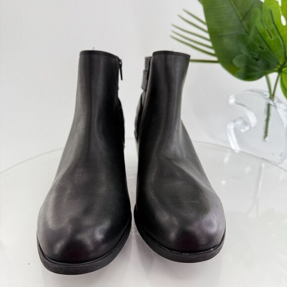 Born BOC Women's Lydia Boot Size 12 Low Block Heel Bootie Black Vegan - Picture 5 of 12